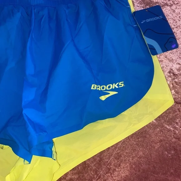Brooks Women's Blue and Yellow Running Shorts - Picture 3 of 7
